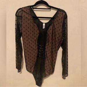 NWOT Lace Polka dot bodysuit